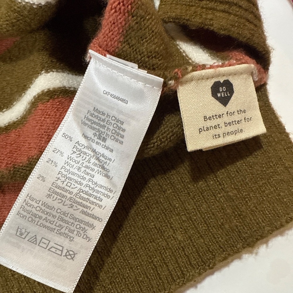 Madewell‎ Redmond Mockneck Pocket Sweater in Stripe S Wool Blend Fall Cozy - Picture 6 of 8